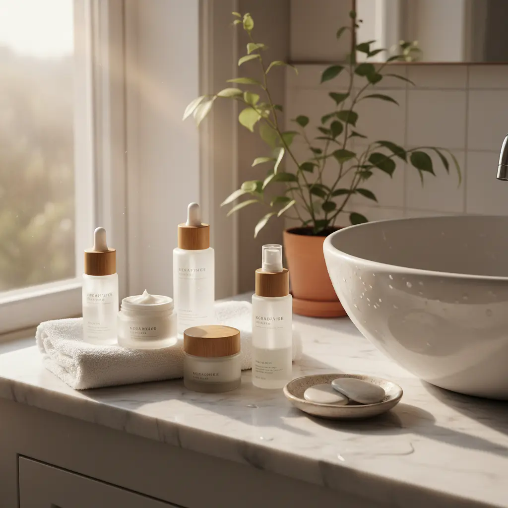 Morning skincare routine arrangement